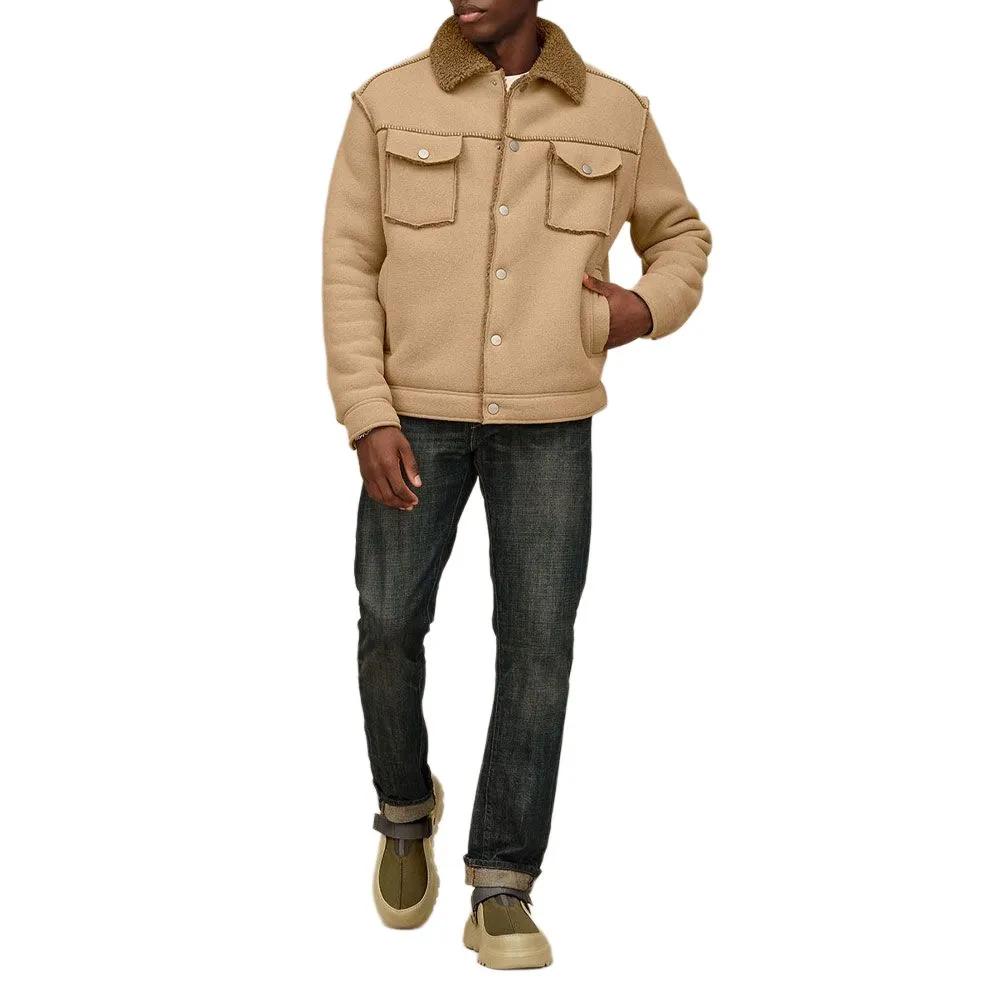 UGG Jackets Men's Khaki Lapel Moderate Other (Unisex) Jackets 1171455 | Sand