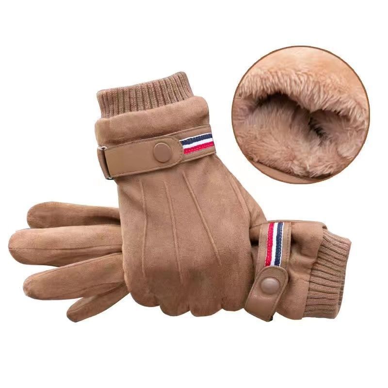 Cycling Warm Gloves Men's Winter Velvet Thickened Cold-proof Outdoor Riding Motorcycle Touch Screen Suede Riding Windproof