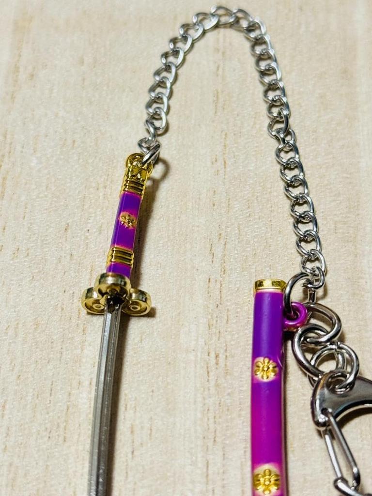 9cm Enma Zoro One Piece Mini Weapon Keychain Accessory Figure Doll Display Compatible with Alloy Toy Metal Miniature Legend (Light Purple) PS4, PS5,