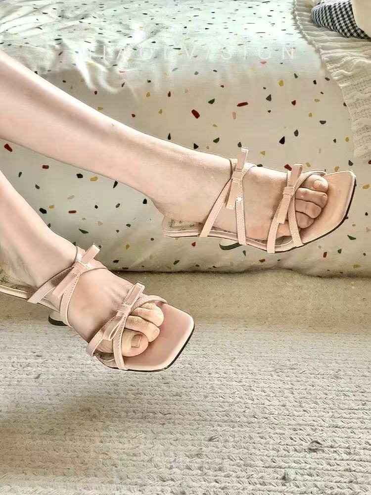 

Fashion Summer Wedge Women Slippers Fashion Open Toe Bow Women Dress Slippers Lazy Shoes 40 розовый