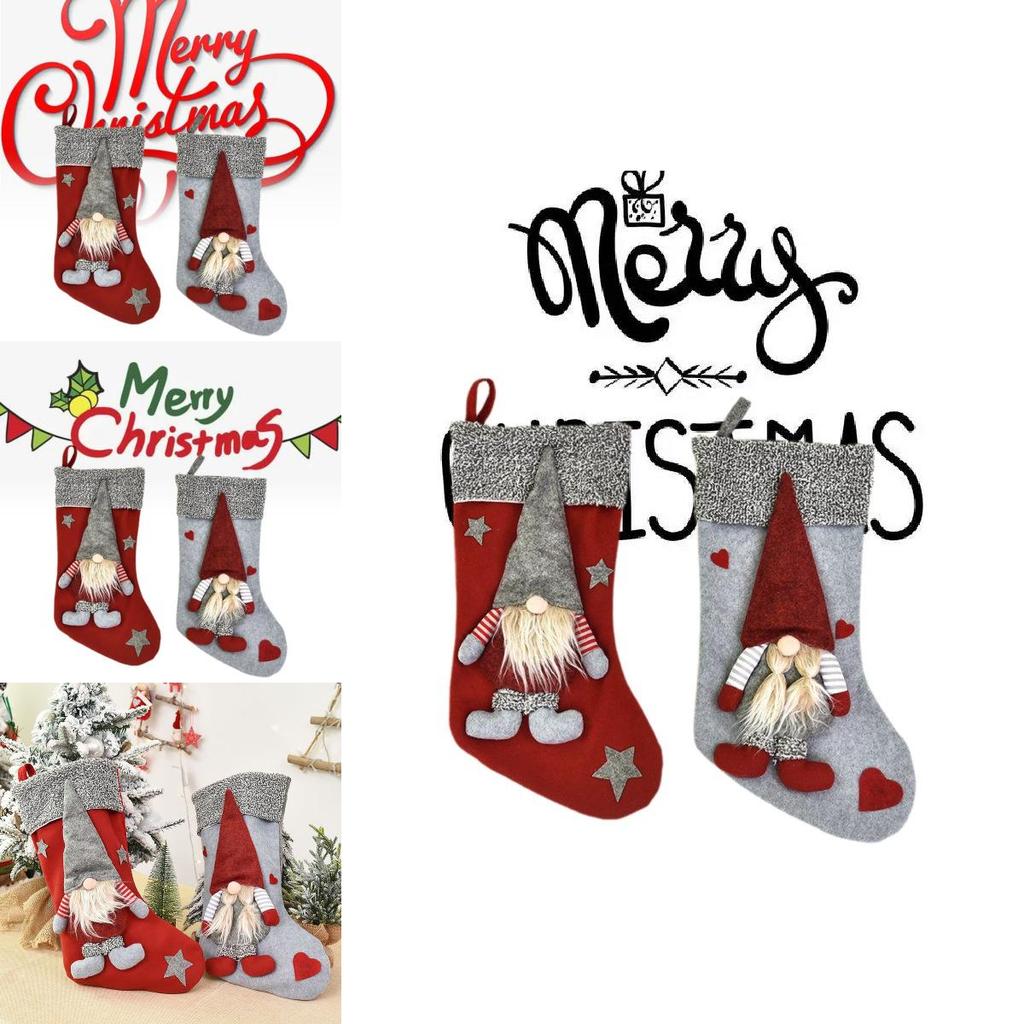 Kreative Nordwald-Weihnachtsmann-Puppen und Rote Weihnachtsstrümpfe Geschenktaschen für Festliche Dekoration