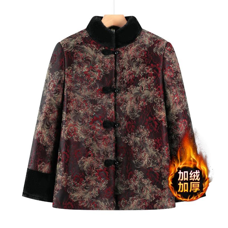 

Thickened winter padded jacket padded jacket old lady jacket warm and velvet 5XL [Recommended 150-80 kg]