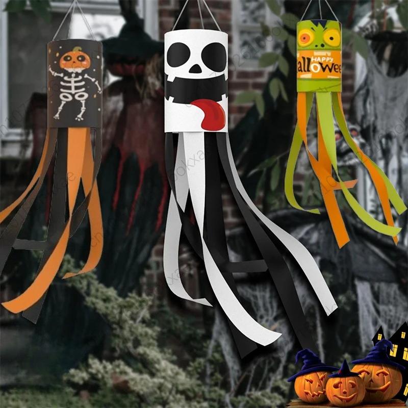 1-20 STÜCKE Halloween Geist Windsack Flagge Wasserdicht Hängende Außendekorationen für Hof Terrasse Garten Party Geisterfest Zubehör