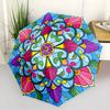 Automatic Open/Close Umbrella with Mandala Floral Pattern - Compact Folding Umbrella, Portable Travel Umbrella with 8-Rib Stro