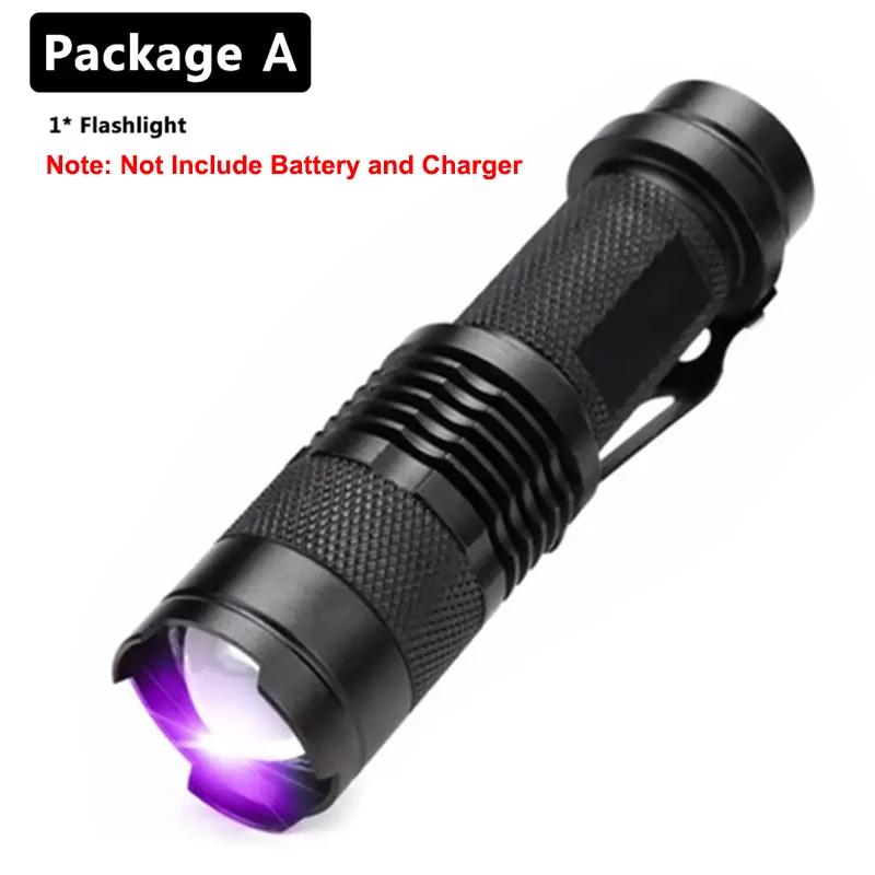 

395 нм УФ-фонарик Портативный светодиодный черный свет Масштабируемый ультрафиолетовый фонарик Детектор мочи домашних животных Скорпион Женская гигиена Фонарик ZOOM