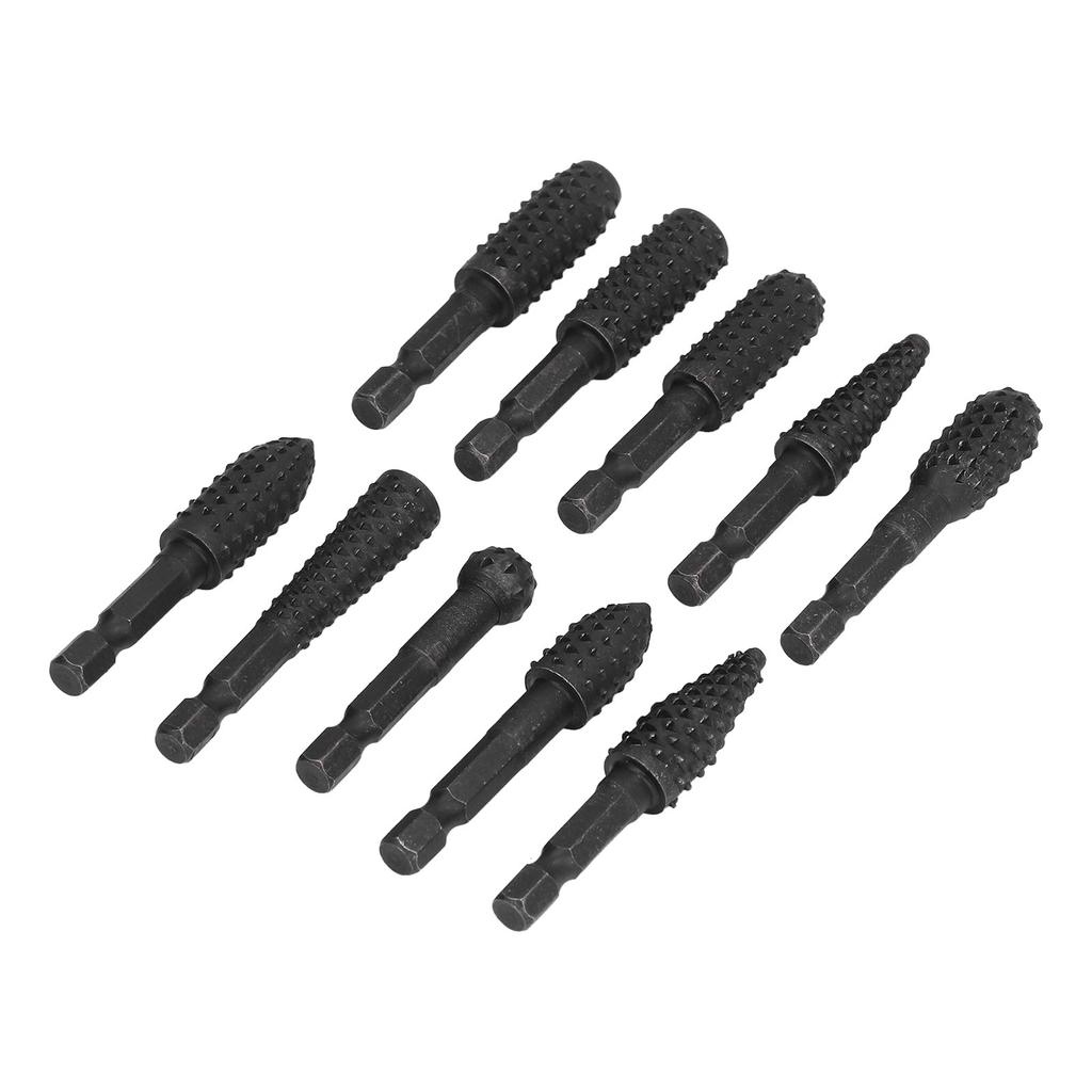 10Pcs Woodworking Grinding Drill 14in Hex Shank Engraving File Rotary Burr Drill Bits Set