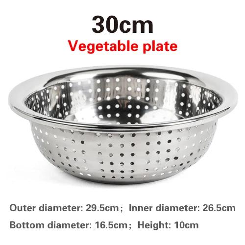 Vegetable and fruit mesh filter plates Mesh hole dinner plates Thickened Stainless Steel leak colander Plate Round hole tray