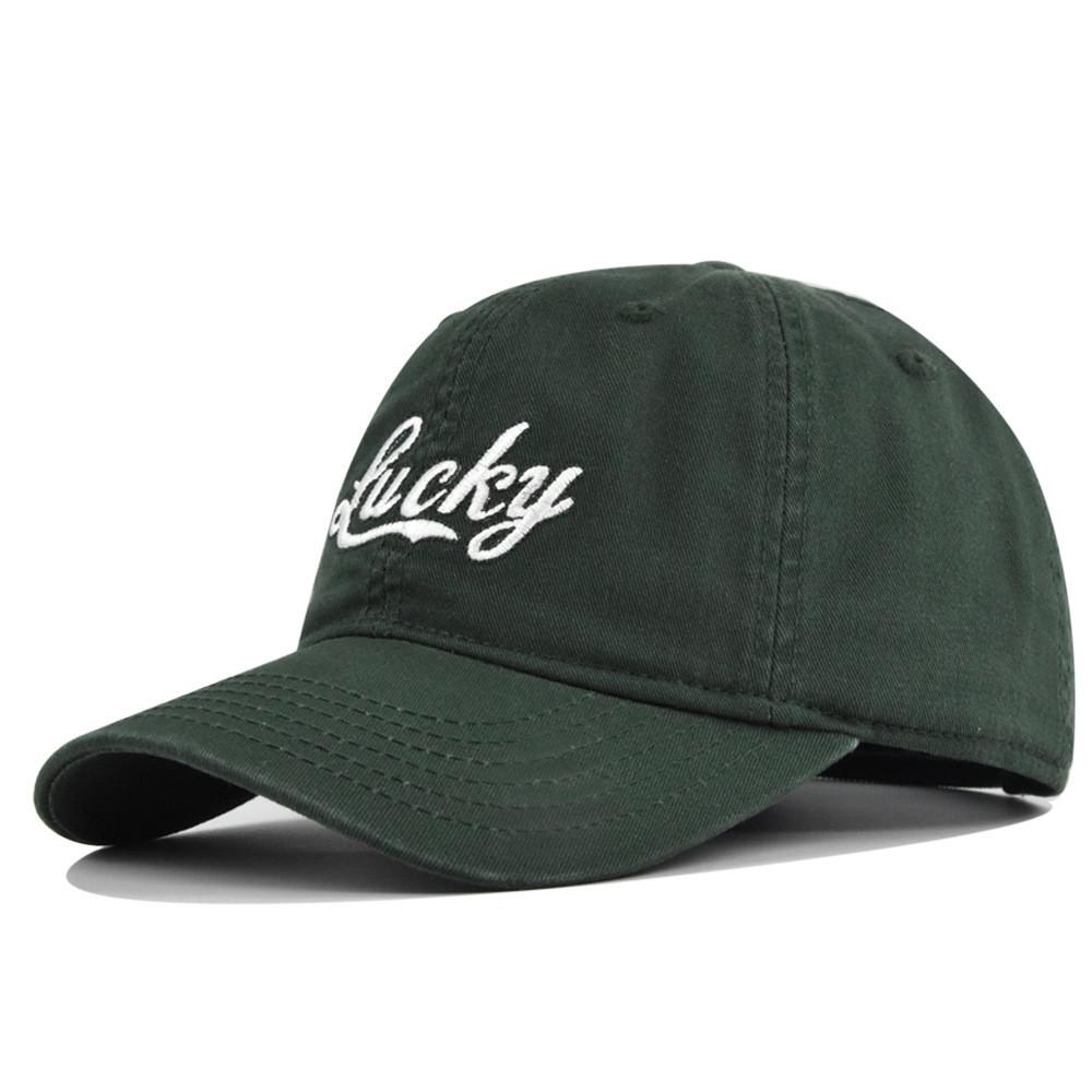 Vintage Style Lucky Embroidered Baseball Cap With Wide Brim