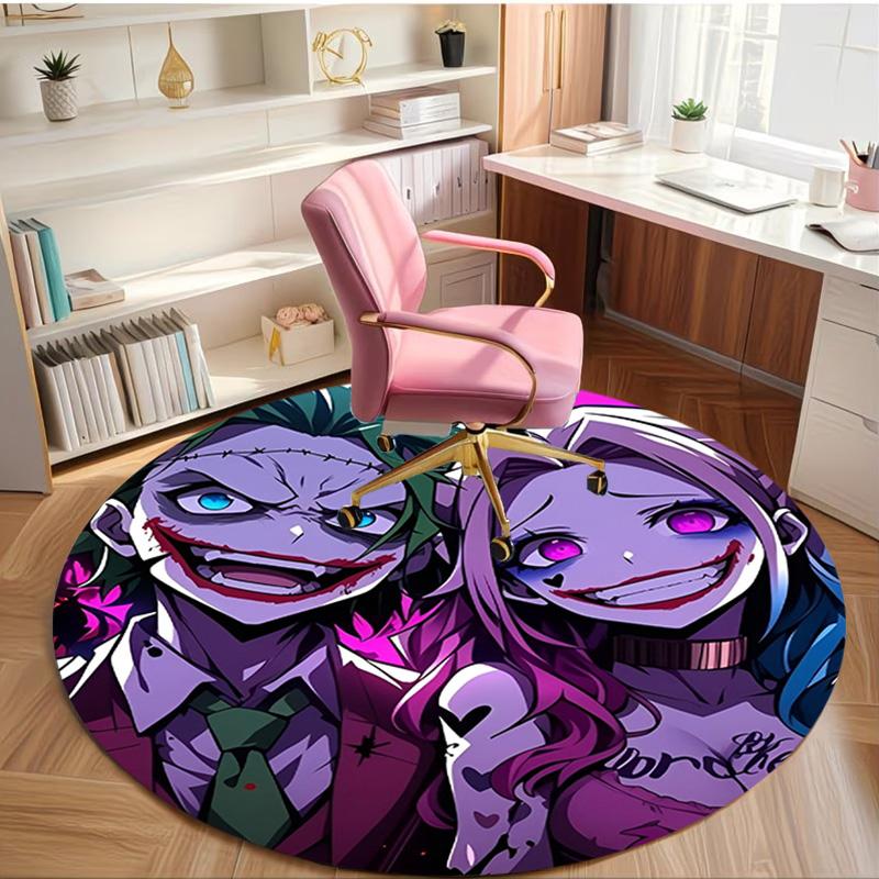 Harley Quinn Joker Print Round Rug, Washable Floor Carpet, For Entryway Dorm Laundry Room Office Study, Home Decor Birthday Christmas Gift
