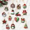 Cute Xmas Tree Hanging Ornaments 15/30 Pcs Wooden Christmas Set, Santa Reindeer Snowman Rustic Farmhouse Decor Decorations, Handpainted for