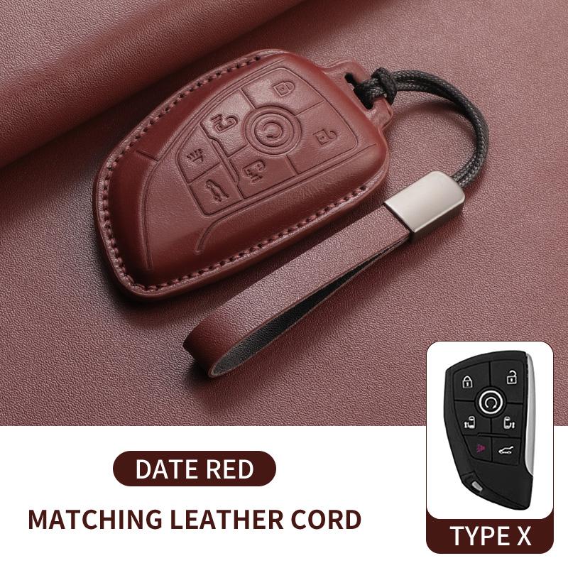 Leather Car Key Case Cover Fob For Buick Gl8 Phev Century Car Remote Keychain Case Shell Durable Protector Decorative Accessorie
