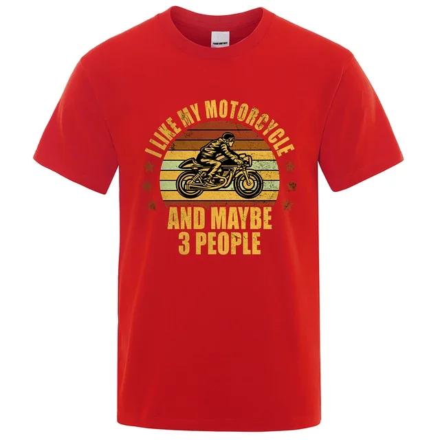 Líbí se mi můj motocykl a možná i 3 osoby Trička Muži Běžné Volné Oblečení Velké letní topy Bavlna Kreslené Pánské trička
