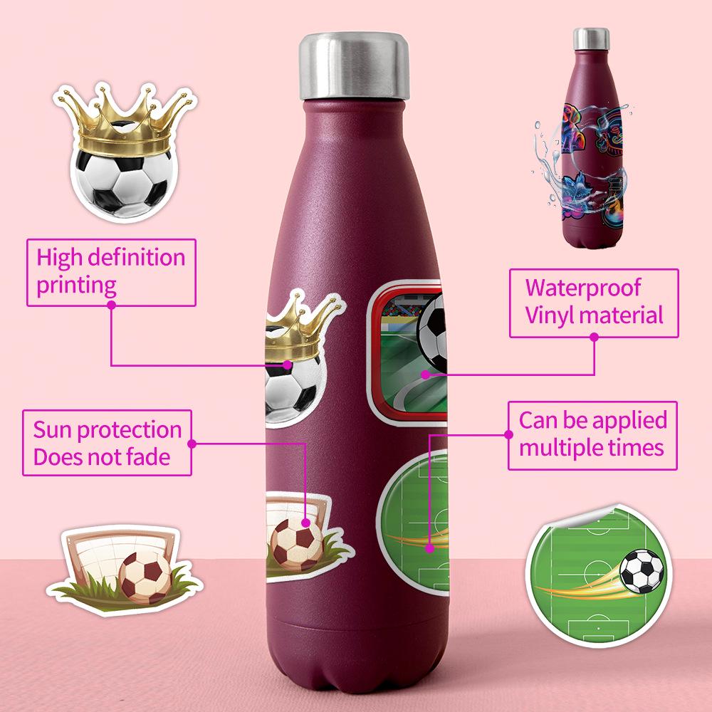 50 Football Graffiti Stickers: Creative Waterproof Sports Ball Decals for Water Bottles, Luggage, and Phones