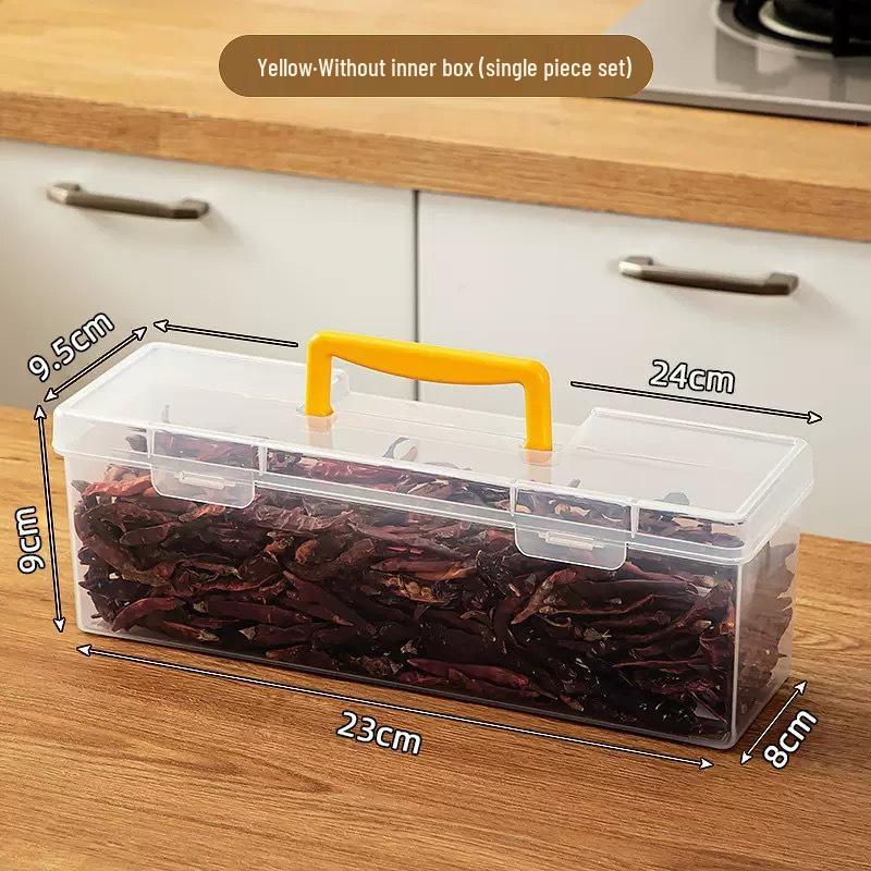 6-Compartment Kitchen Spice Storage Box: Dustproof, Food-Grade Divided Jars for Pepper, Star Anise, Cinnamon, with Lids Plastic Sealed Naked