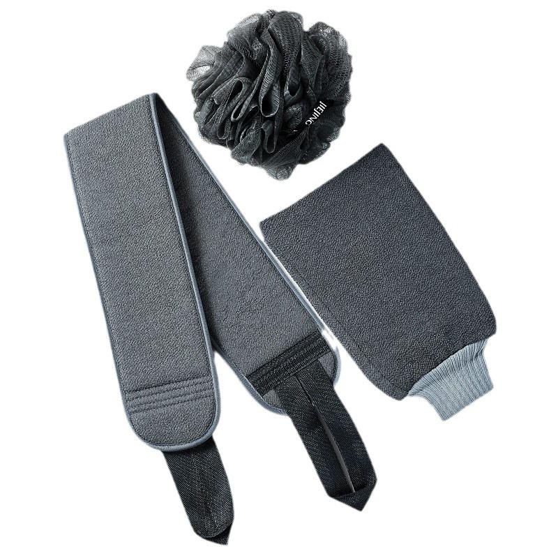 Herren Peeling-Handtuch-Set - 3-teiliger Rückenwäscher & Badekugel