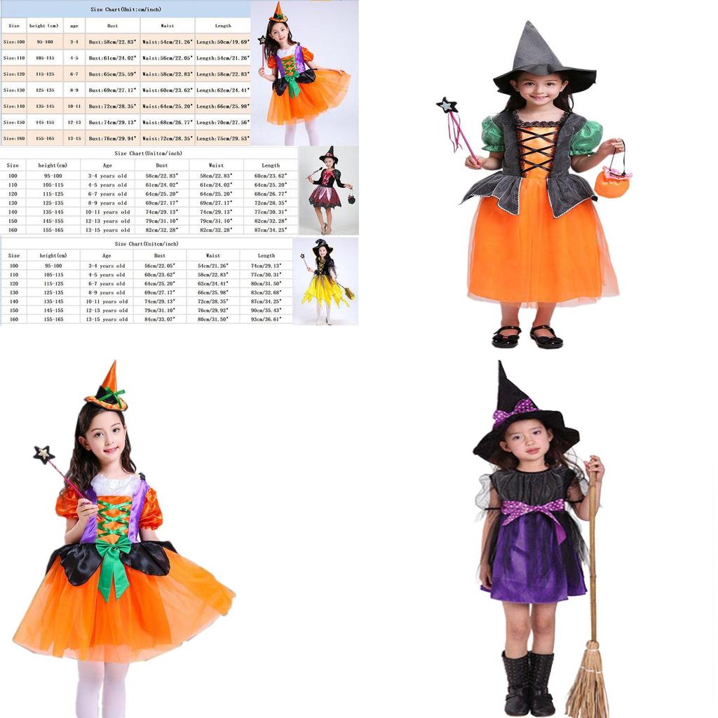 Adorable Children Halloween Witch Costume Gown For Girls With Stylish Bow Design