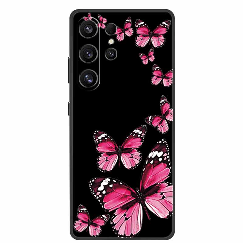 For Samsung Galaxy S26 Ultra Case Cute Floral Black Luxury Soft Silicone Back Cover For Samsung S26 Ultra Cases GalaxyS26 Ultra