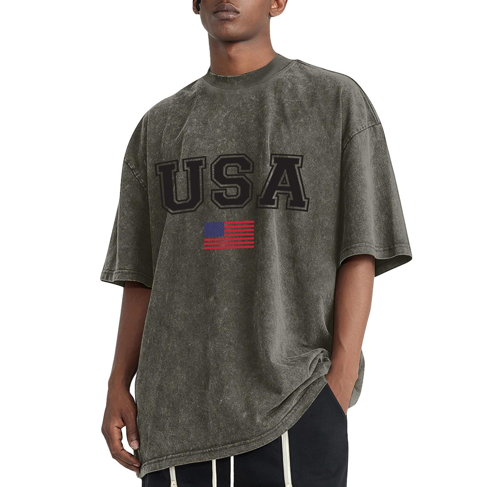 Мужская летняя однотонная потертая футболка с заниженной линией плеч, мужская повседневная модная футболка L армия зеленый