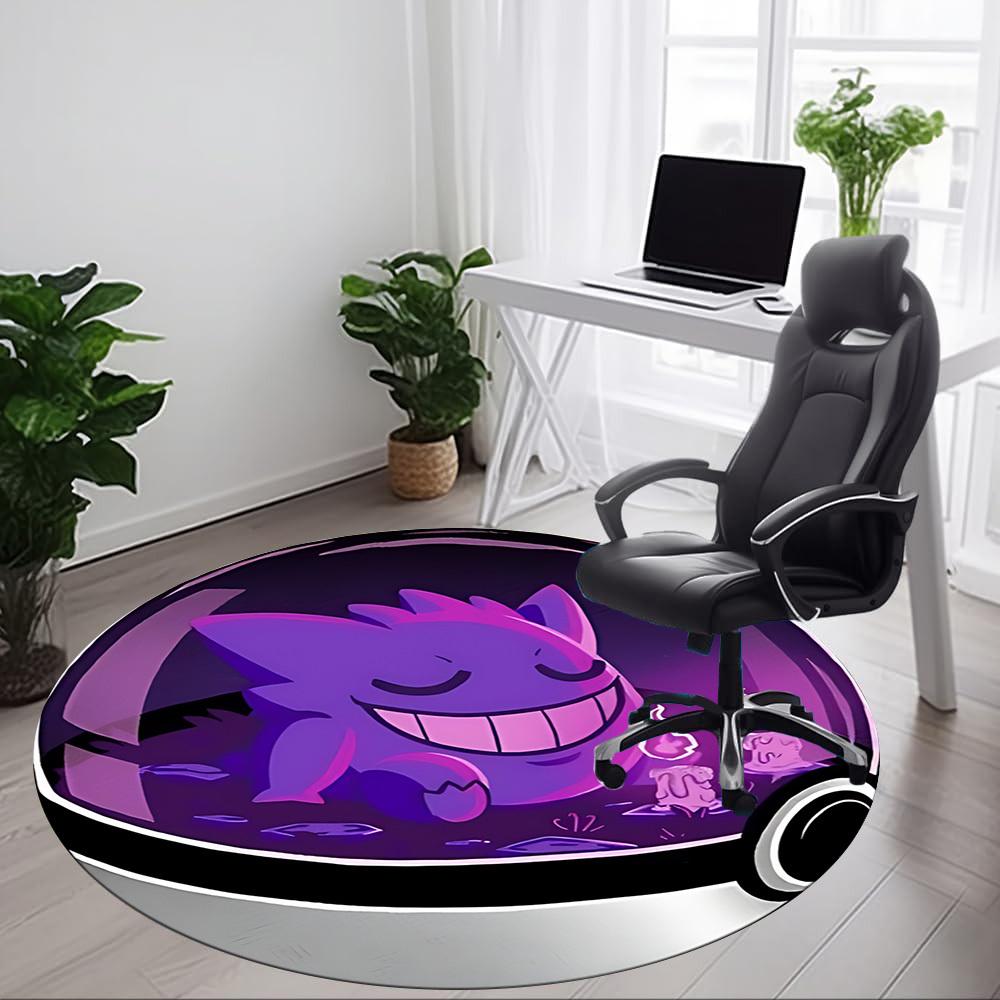 1pc Poke Ball Pokemon Ghostly Office Round Area Rug, Indoor Mat Suitable For Office, Under Office Chairs Bedroom Living Room Home Decor, Room Deco