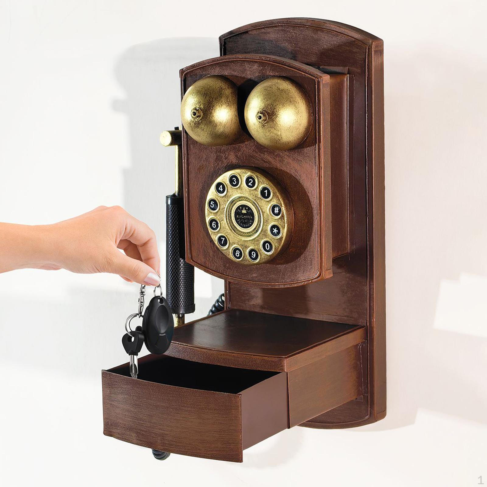 

Decorative Phone Model,Vintage Rotary Telephone Statue Classic,Cafe Bar Window Decor Metal Corded