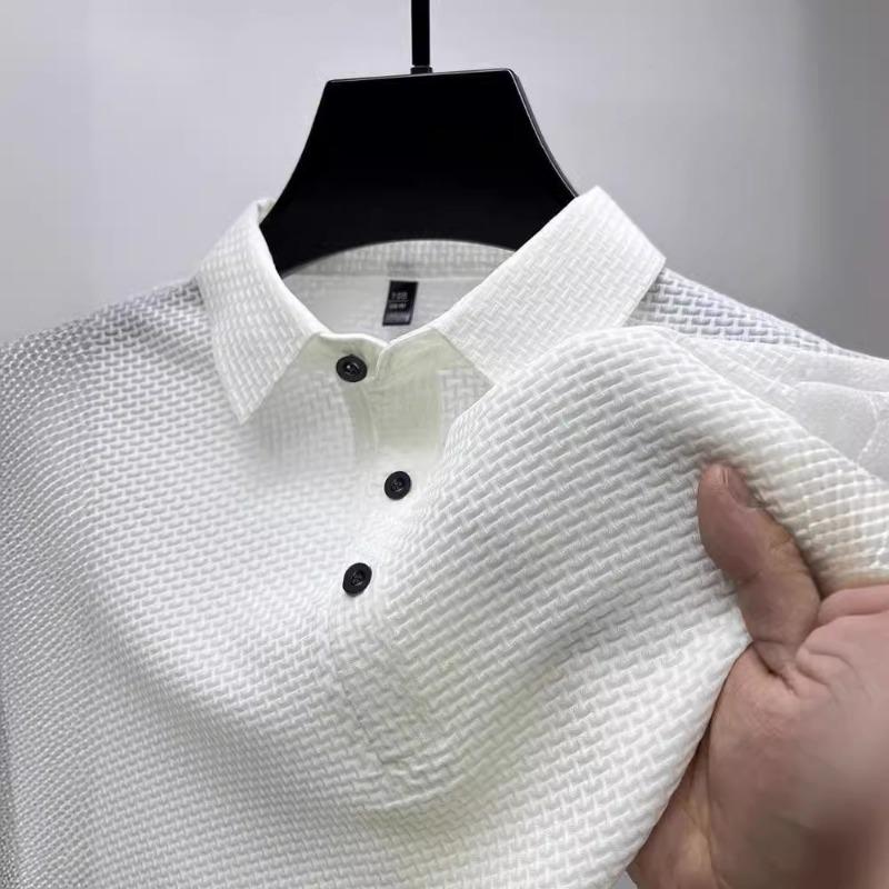 Мужская вафельная рубашка-поло с коротким рукавом, повседневная, дышащая, деловой топ S белый