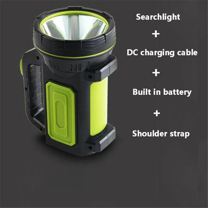 LED Strong Searchlight Flashlight Portable Hand Lamp Rechargeable 2 Lighting Modes Emergency Hiking Camping Energe Saving Torch