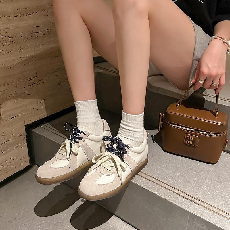 Creștere interioară în înălțime piele damă mic retro asortare culori versatil casual pereche șireturi pantofi casual de stradă