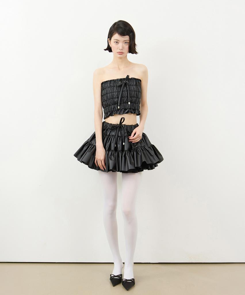 Leobyui Cabbage Tiered Skirt Black