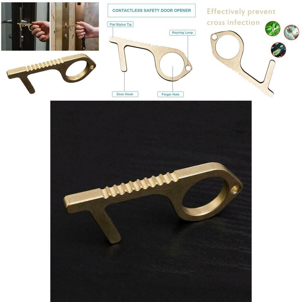 Portable Contactless Safety Door Opener Golden Alloy Key For No Touch Convenience