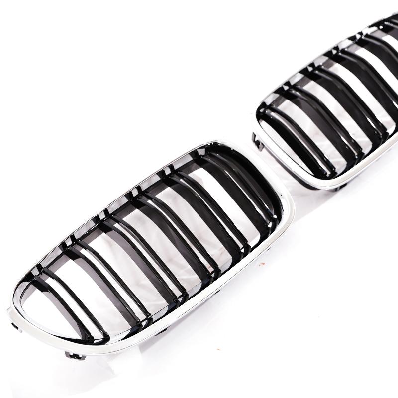 AAAOT1 Silver Chrome Frame Double Slat Kindey Grille Front M Color Racing Grill For BMW 5 Series F10 F11 520i 535i 530i 540i 2010-2017