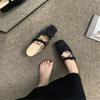 Fairy Style with Skirt Half Slippers Female Outer Wear 2025 Korean Version Bag Head Bow Shallow Mouth Inner Height Increase Sandals