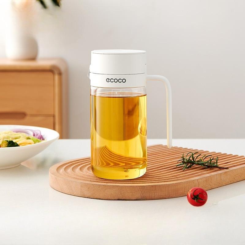 Household Glass Oil Pot, Kitchen Soy Sauce, Vinegar and Condiment Bottle, Storage Jar, Automatic Opening and Closing Oil-proof Bottle