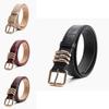 Womens Minimalist Pu Leather Belt With Alloy Pin Buckle And Vintage Stone Detail For Daily Wear