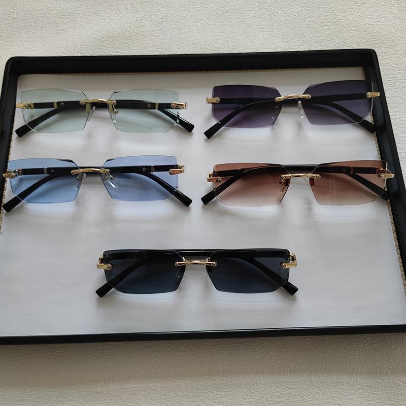 5pcs/Set Fashion Rectangle Rimless Women Sunglasses Populor Small Square Sun Glasses For Female Outdoor Shades Eyewear Accessory