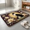 Golden Feline Elegance Floor Mat Machine Washable Soft Flannel Area Rug, Non-Slip Absorbent Floor Mat for Living Room Bedroom