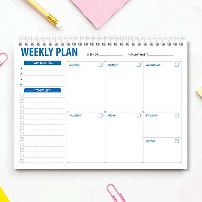 To-Do-Liste Notizblock Tagesplaner Notizblock Zeitplan Wochenplaner Notizblock Einfaches Spiralbuch Schulbürobedarf