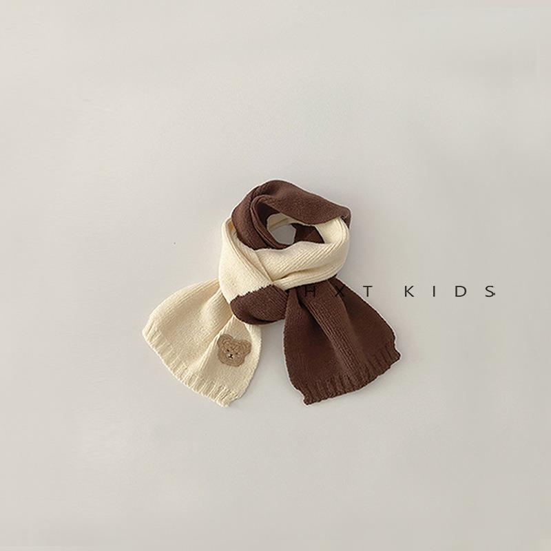 

Children s cute bear knitted scarf thickened in autumn and winter cute boys and girls baby warm scarf reference age 2-7 years old