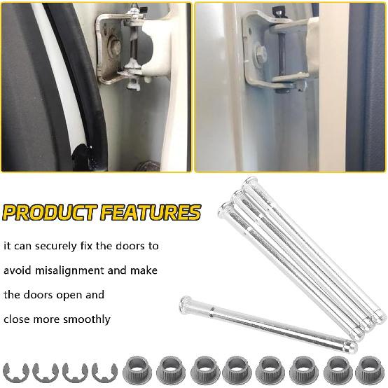 Door Hinge Pin and Bushing Kit for 1994-2004 Chevy S10 Blazer GMC Sonoma Jimmy,Anti-Rust Steel Hinge Repair Kit with Door bushings