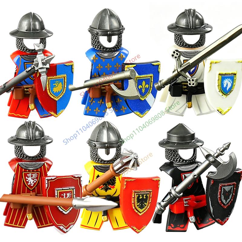 Figuras de Soldados Militares Medievales MOC Bloques de Construcción Castillo Águila Negra Lobo Pulpo Grifo Caballero Antiguo Armas Ladrillos Juguetes