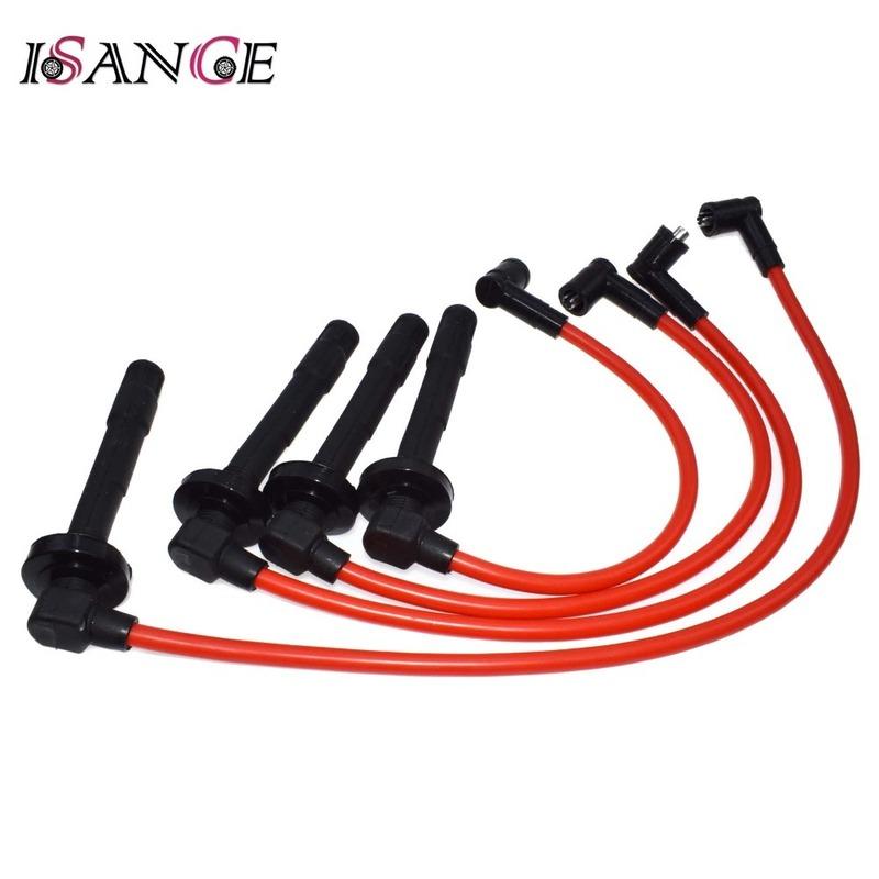 ISANCE Ignition Spark Plug Wire Cable Set D15 D16 10.2mm For Honda Civic DX LX CX EX SI 1.5L & 1.6L 1992 1993 1994 1995