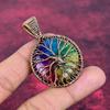 Tree Of Life Rainbow Solar Quartz Druzy Gemstone Pendant Copper Wire Wrap Pendant