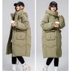 Women's Autumn and Winter Coat Solid Color Stand Collar Hooded Loose Thickened Windproof Mid-length Women's Jacket