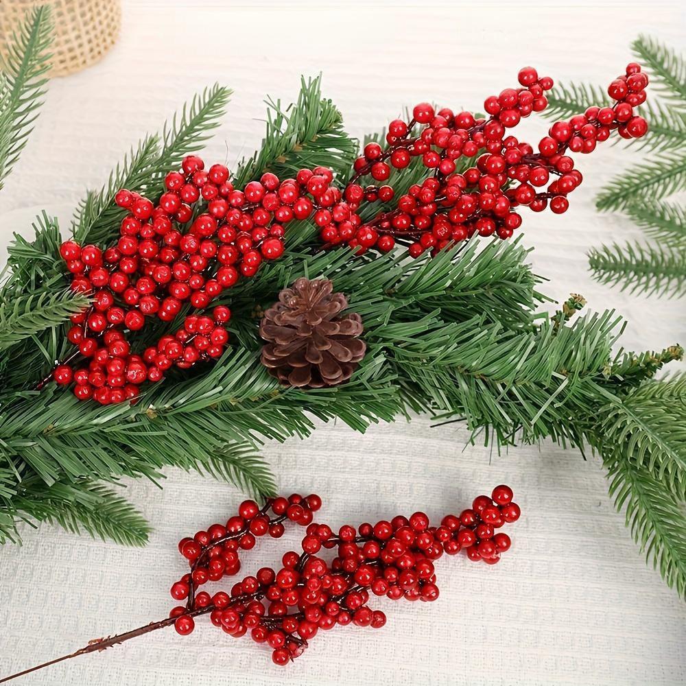 24PCS Festive red artificial fruit branches for Christmas tree decoration, DIY crafts, weddings and home decoration