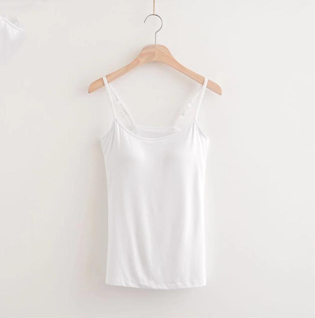 Women's Sexy Soft Cozy Camisole with Built In Bra Adjustable Shoulder Strap Vest Tank Tops