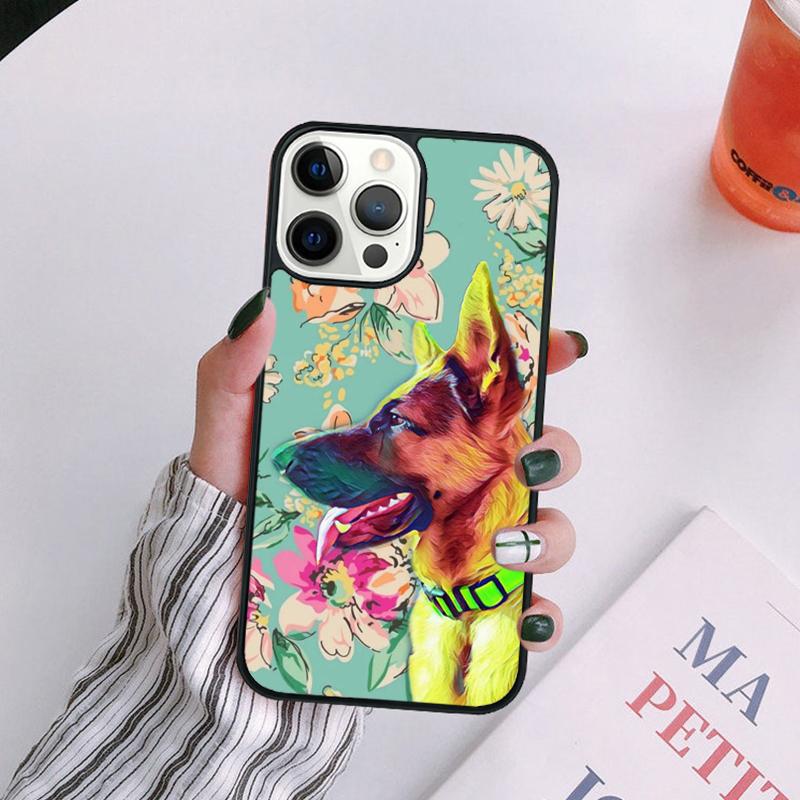 Cartoon German Shepherd Dog Phone Case For iPhone 17 Air 16 15 14 13 12 11 Pro Max Plus Max Cover Shell Coque