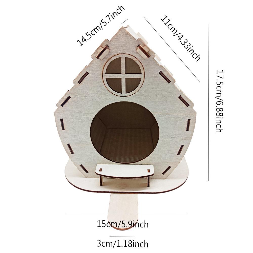 Wooden Bird House Feeder & Nest - Natural Garden Decoration with Bird Cage Villa and Parrot Swing for Outdoor Wildlife