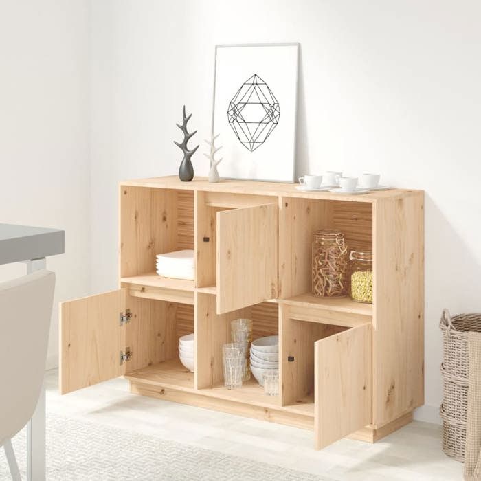 Buffet bas - VIDAXL - 110,5x35x80 cm - Bois massif de pin - 3 portes - Style moderne