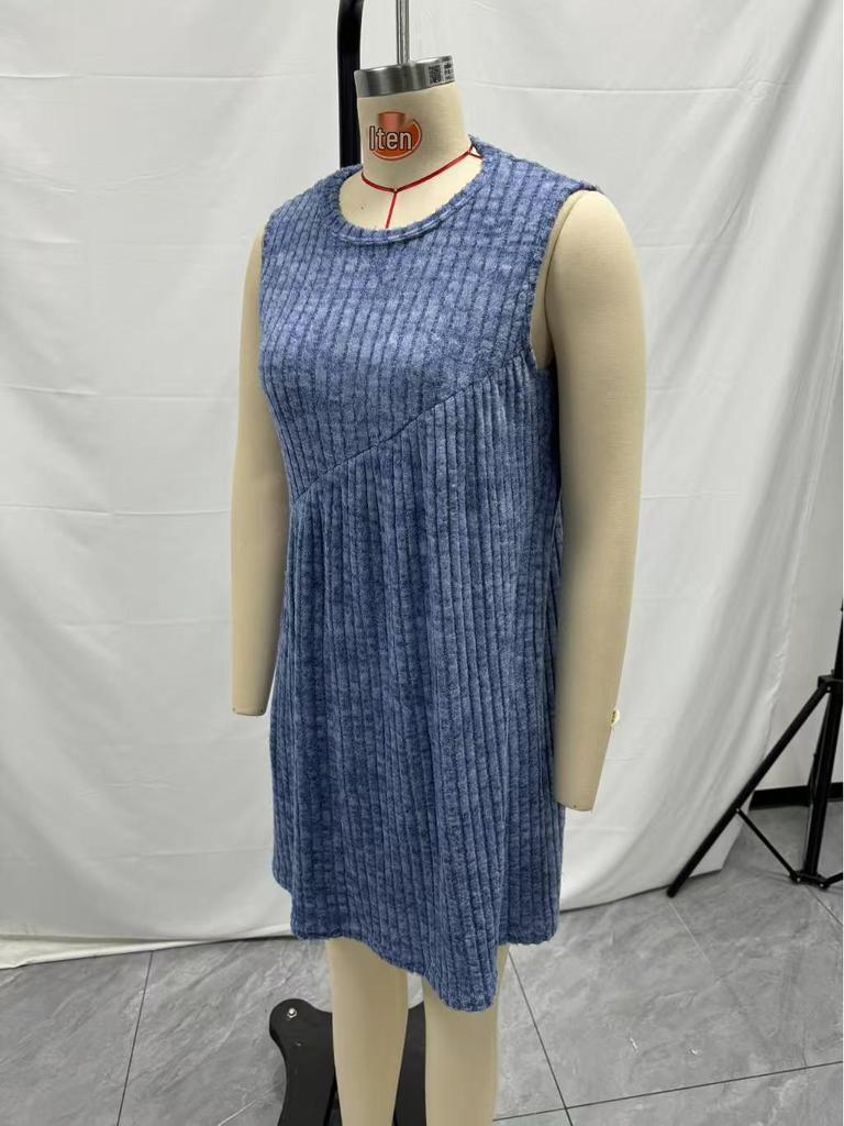 Bohemian Irregular Ribbed Sleeveless Solid Color Dress for Women - Spring/Summer 2025 Collection