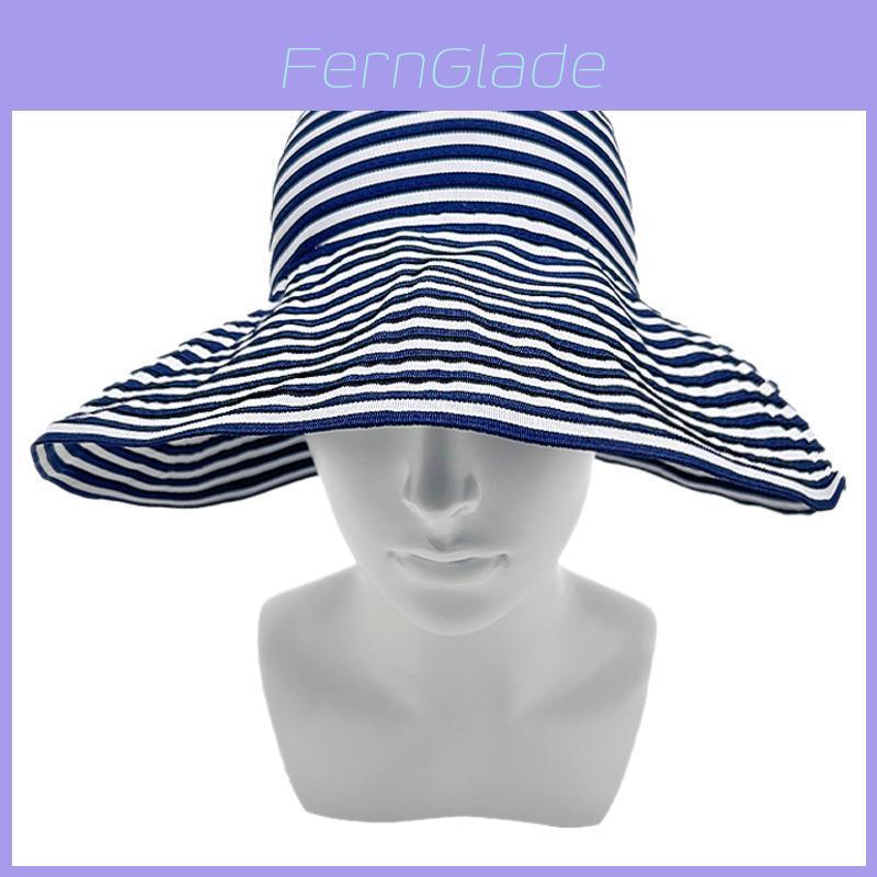 Foldable Sunshade Fisherman Hat With Wide Brim And Striped Pattern For Summer Outdoor Activities