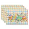 Watercolor Floral Placemats Set of 4 Blue Yellow Poppy Flowers Washable Non-Slip Heat Resistant 12×18 Inch Spring Summer Seasonal Linen Fabric Table M